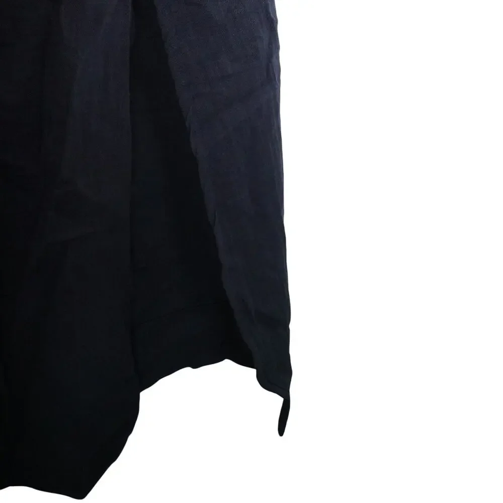 New Quince Small Indigo Blue Organic Cotton Gauze Smocked Square Neck Midi Dress
